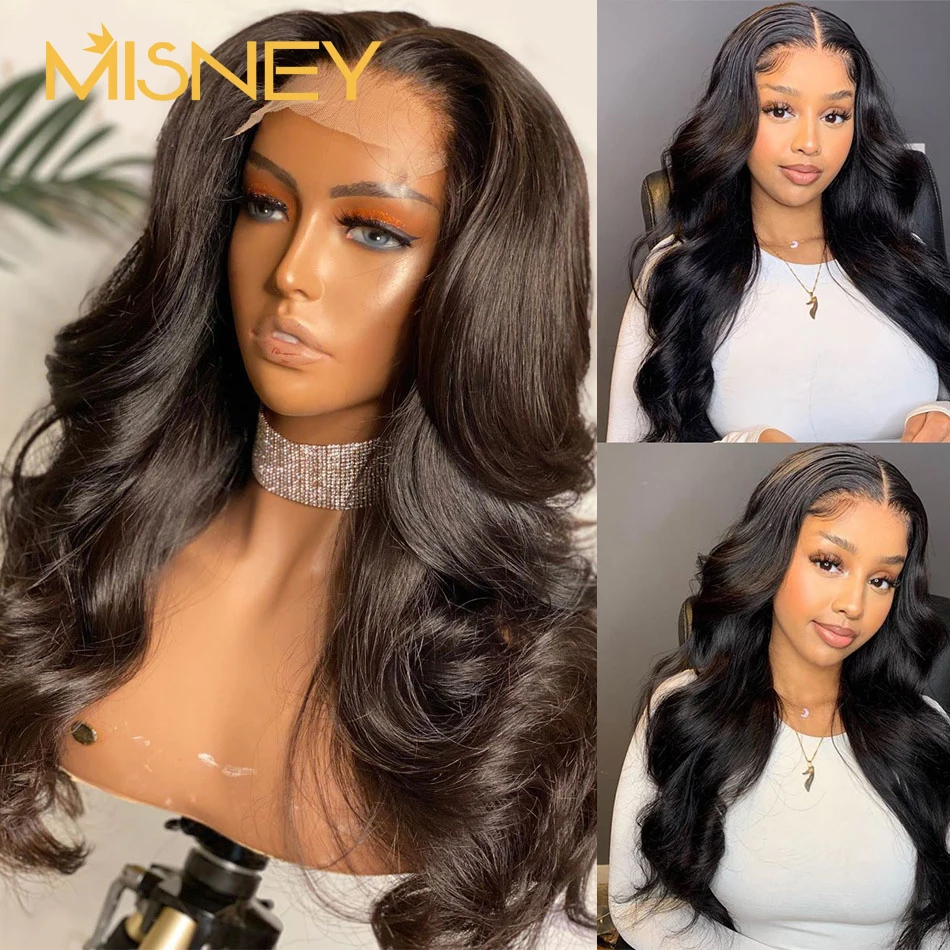 

Парики MISNEY Body Wave на сетке спереди для черных женщин, искусственные волосы для детей, бразильские волосы Remy 13x4 Hd, передние парики на сетке