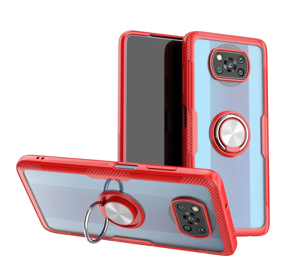Clear Acrylic Case For Poco X3 Pro NFC M3 Cover Ring Hard Case For Xiaomi POCO X3Pro X3NFC POCOX3 POCOM3 M3 Case