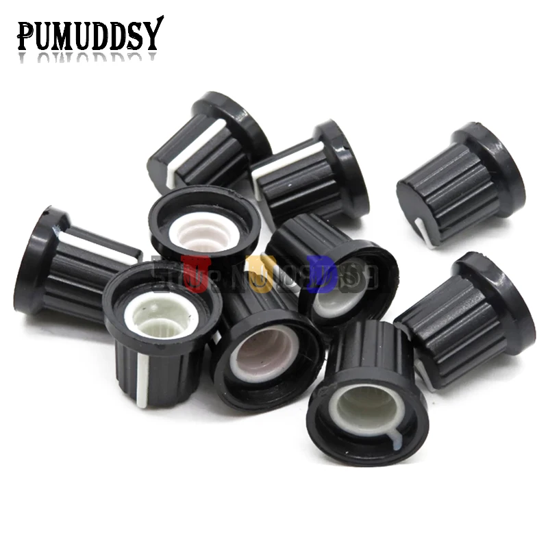 20 шт. пластиковые рифленые ручки потенциометра с резьбой диаметр отверстия вала 6