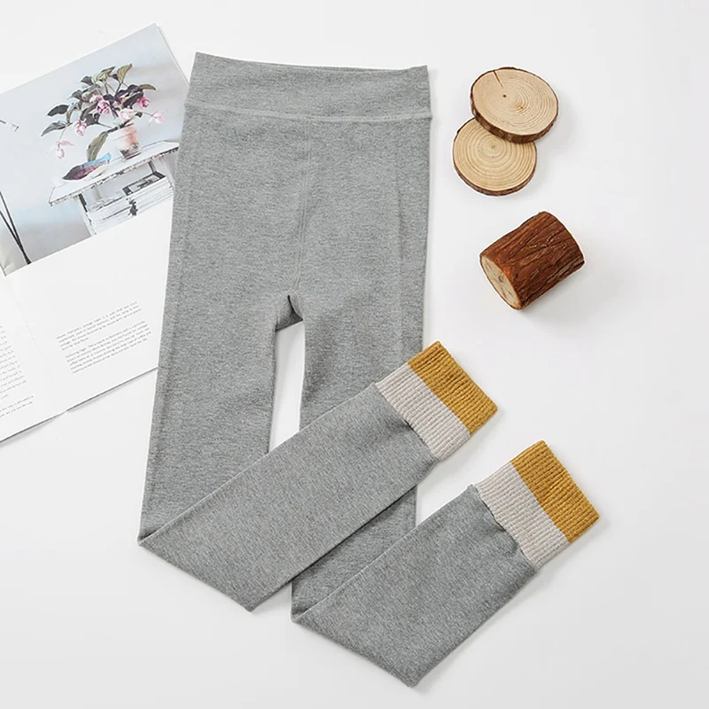 Эластичные теплые брюки в стиле пэчворк От 3 до 14 лет Детские обтягивающие штаны
