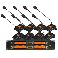 professional micwl uhf 400 channel wireless 8 desktop gooseneck microphone system ministry company press conference 8 table mics