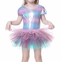 toddler baby girls princess tulle dress kids dresses for girls short sleeve colorful ballet dance gymnastics leotard tutu dress