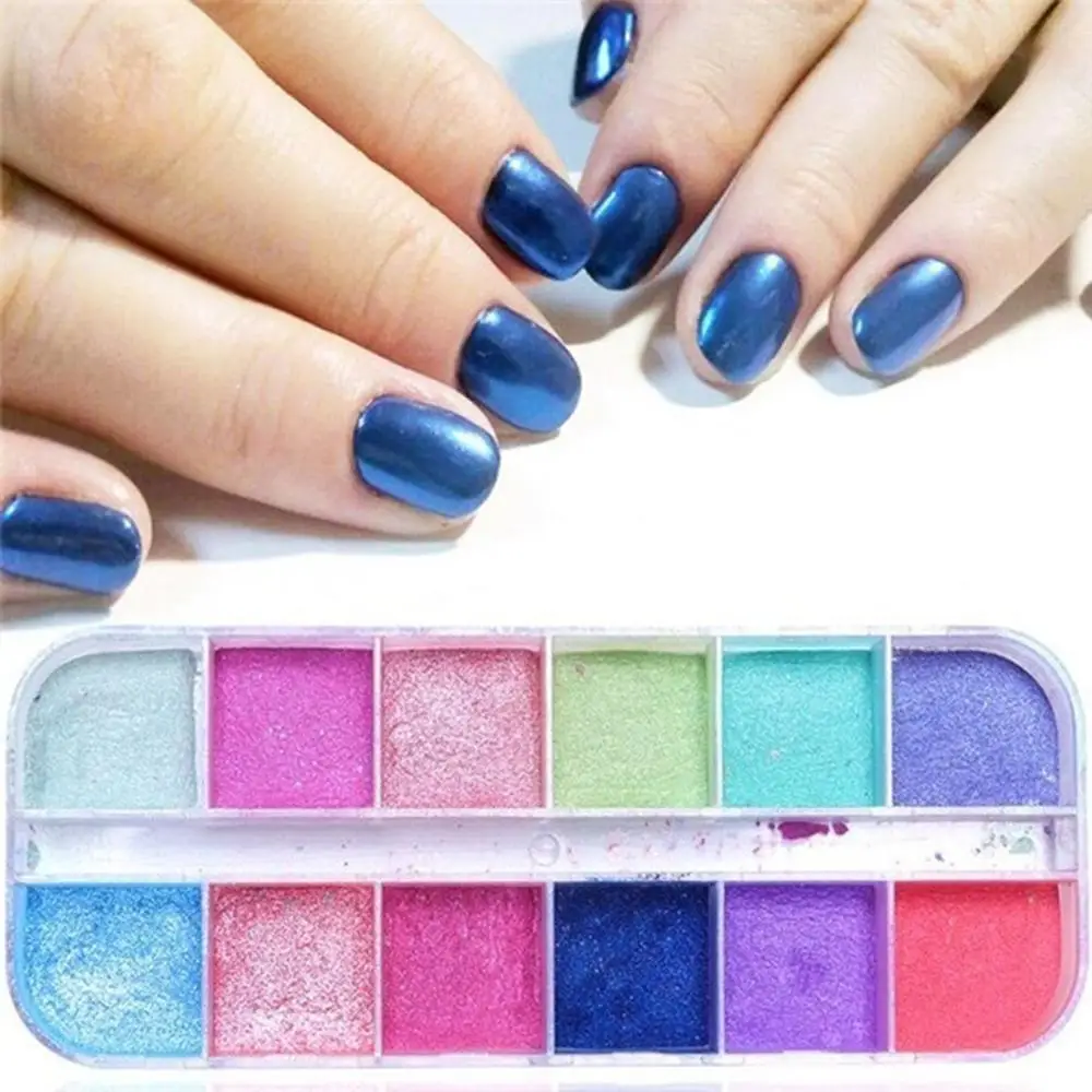 Лидер продаж! 12 шт./корт. Сверхтонкая блестящая пудра для ногтей пигмент сделай