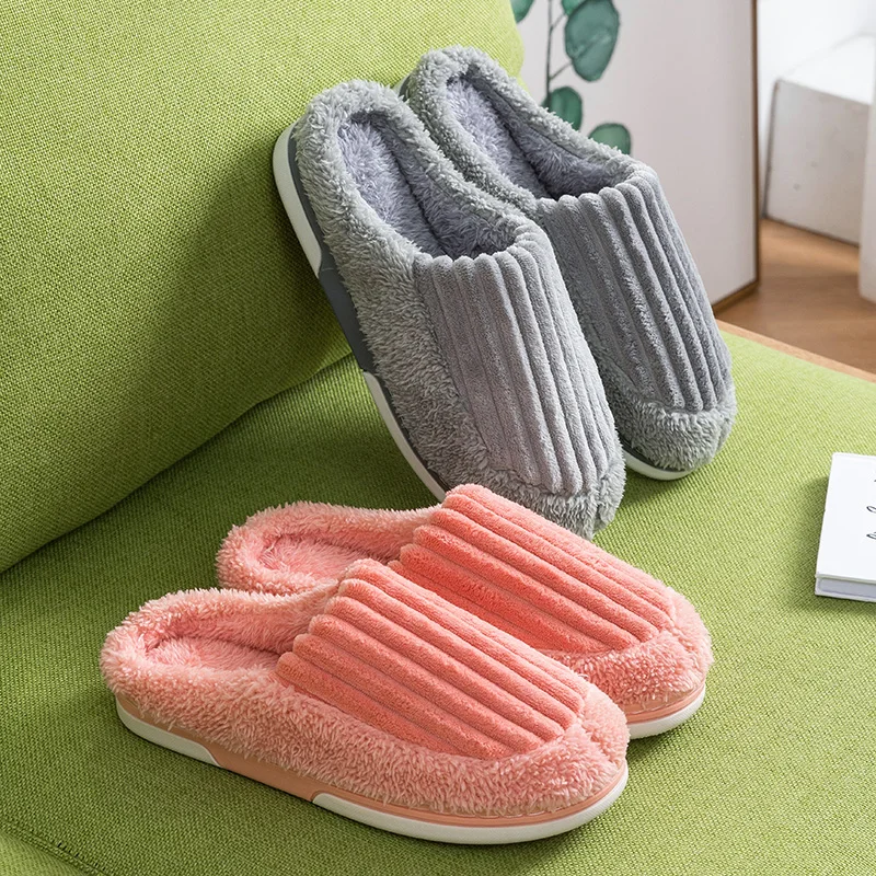 

New Winter Slippers Women Furry Indoor Non-slip House Faux Fur Warm Flat Plush Female Soft Sole Home Bedroom Shoes 2021