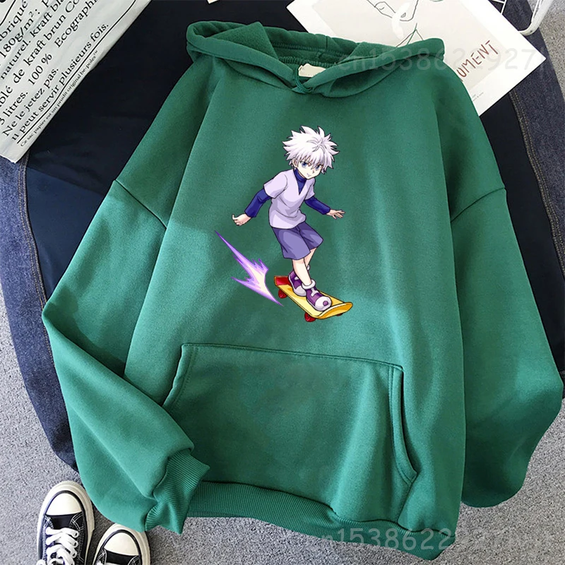 

Худи Killua Zoldyck Hunter X Hunter, женские толстовки оверсайз в стиле Харадзюку с японским аниме и капюшоном, модные повседневные винтажные толстовки