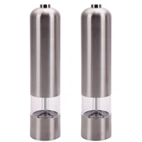 2pcsset stainless steel electric automatic pepper mills salt grinder silver home use electric pepper mills easy to clean