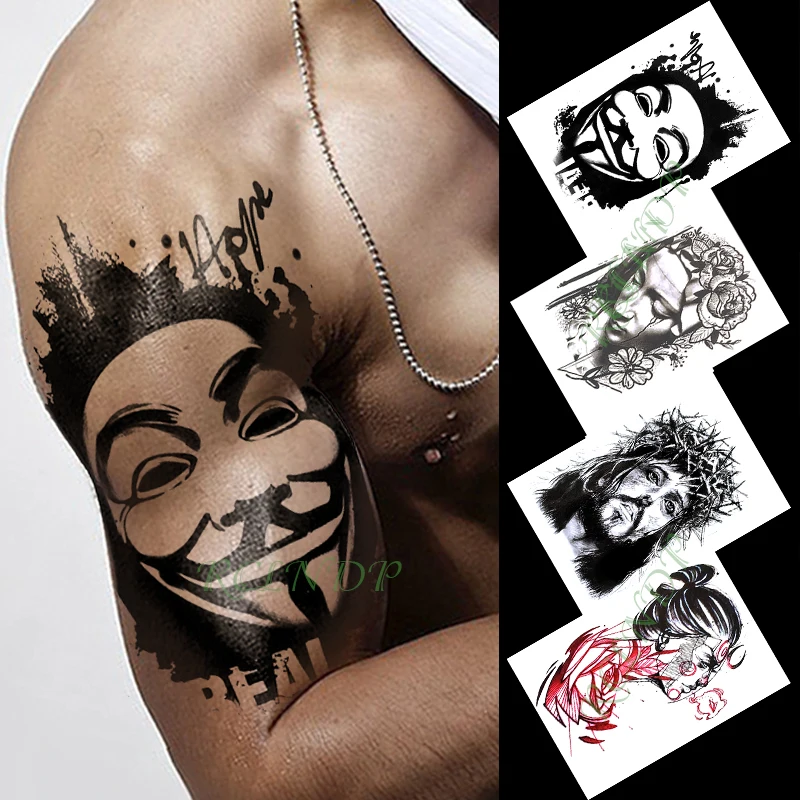 Водонепроницаемый Временные татуировки стикер сексуальная девушка цветы компас