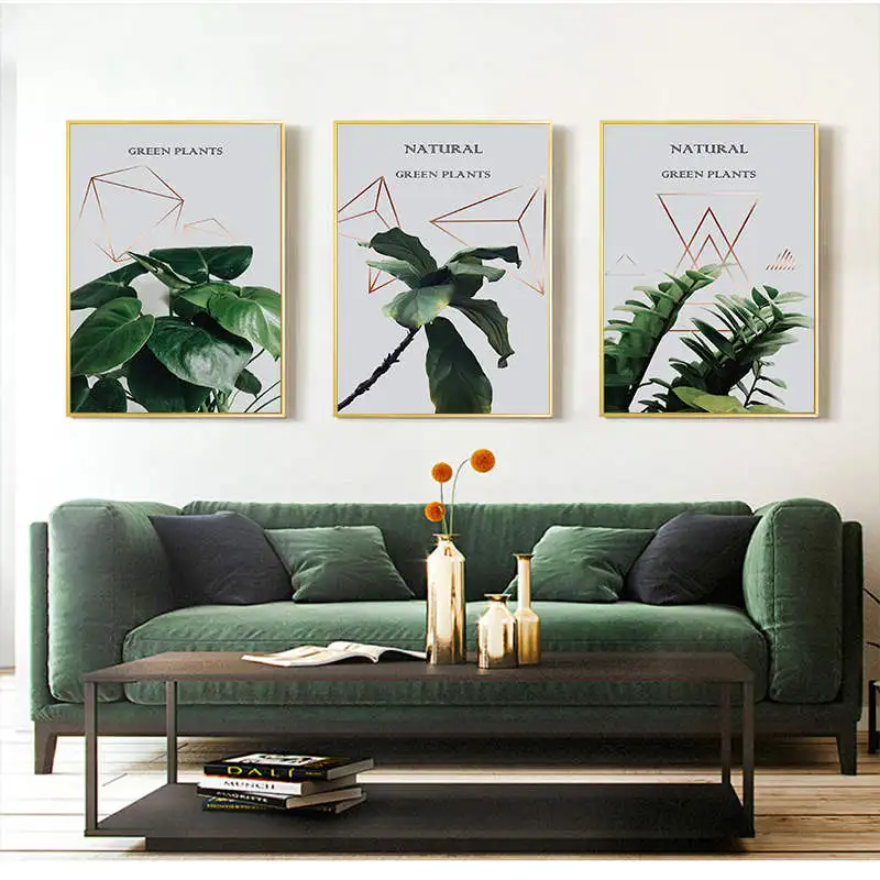 Зеленых листьев растений Холст Картина принт скандинавский Стиль живопись
