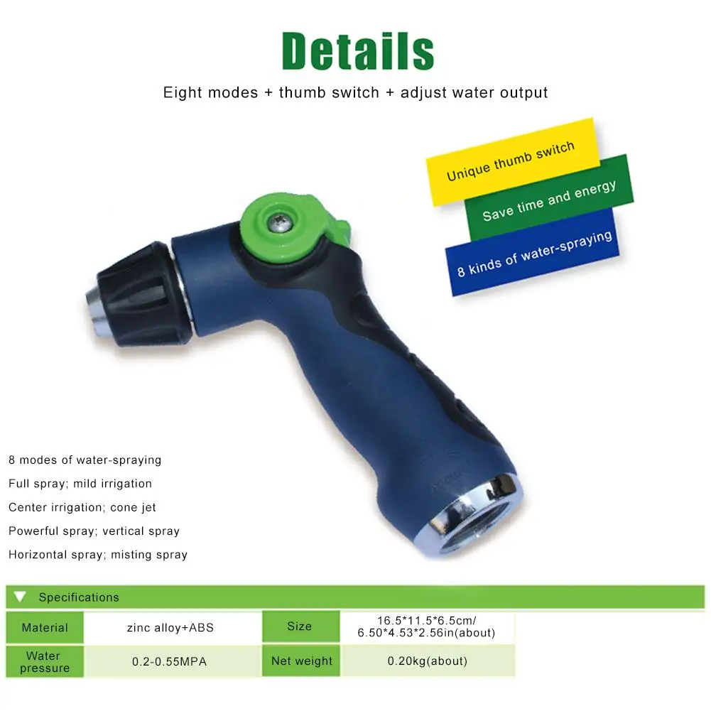 

Garden Water Gun Hose Nozzle Mutifunctional Household Car Washing Yard Water Sprayer Pipe Tube Nozzle Sprinkle Tools