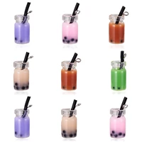 10pcs imitation ice cream bubble tea charms juice cup bottle resin pendants for jewelry diy earrings necklace key chain making