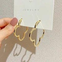 gold hoops earings stainless steel clover earrings for women easy to match lucky clover v big round fashion jewelry boho