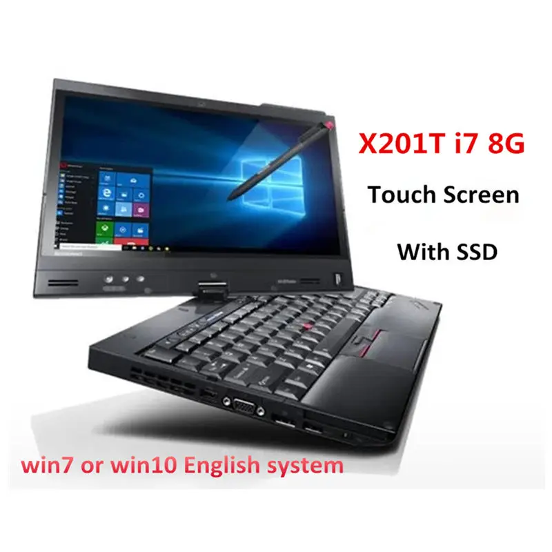 2021 б/у ноутбук компьютер thinkpad для lenovo x201t i7 8g сенсорный экран Автомобильная диагностика с SSD работает для Mb Star C4 для Icom NEXT