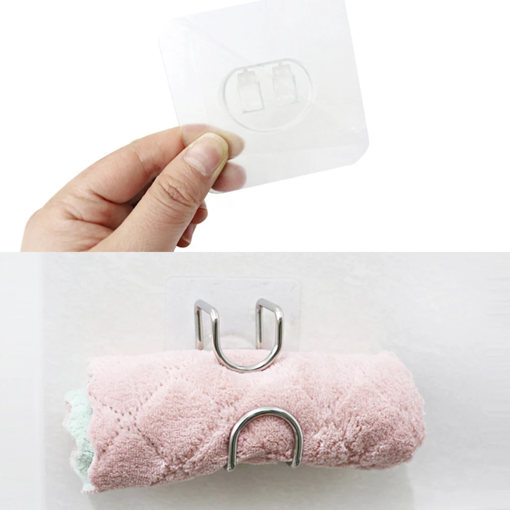 

Bathroom Washbasin Stand Kitchen Wall-Mounted Stainless Steel Hook Punch-Free Storage Rack Multi-Function Strong Hook Door Stick