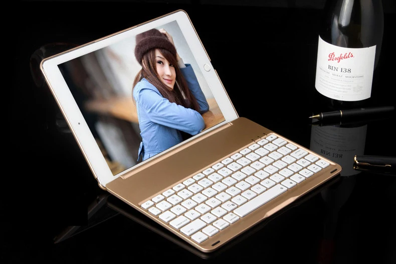 [Новинка] Алюминий 4,0 Bluetooth беспроводная клавиатура для iPad Pro 10,", металлический жесткий чехол+ Интеллектуальный переключатель вкл/выкл+ 7 цветов подсветка