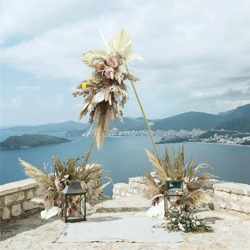 Новый Сушеный Цветок большая пампасная трава Веерообразный лист искусственная