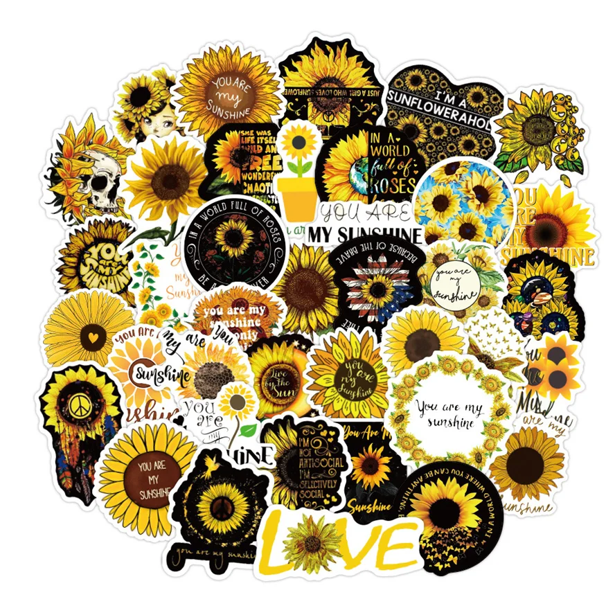 

10/30/50PCS Cartoon Sunflower Sticker Refrigerator Car Trunk Memo Scooter Graffiti Sticker Toy Decoration Wholesale