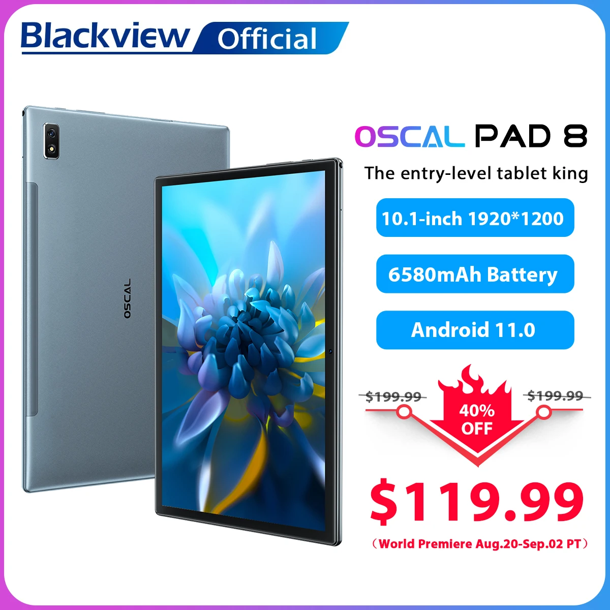 BLACKVIEW планшет с 10,1-дюймовым дисплеем, восьмиядерным процессором SC9863A, ОЗУ 4 Гб, ПЗУ 64 ГБ, Android 11