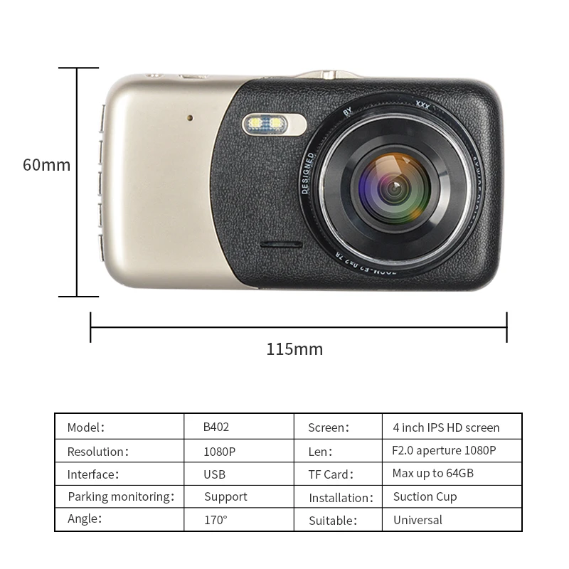 2019 новый размер экрана 4 дюйма ips дюймов высокая яркость (500CD) Dashcam Автомобильный