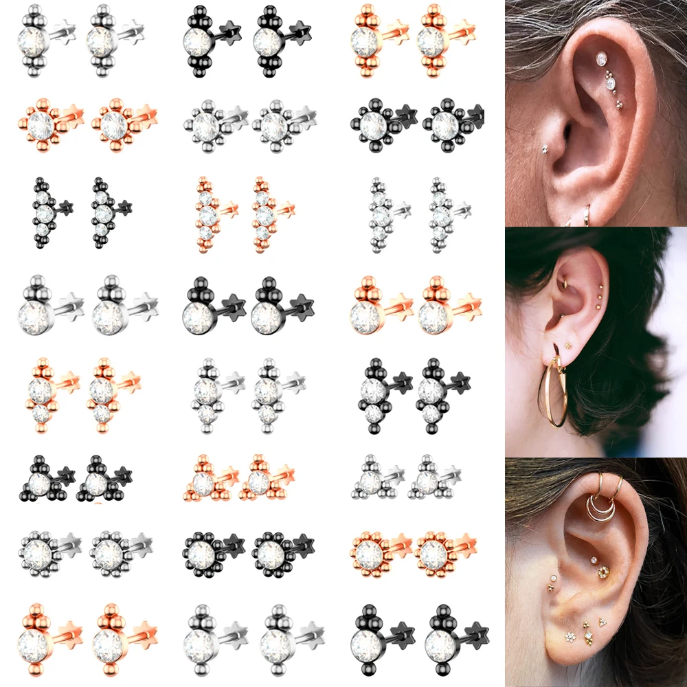 Серьги из хирургической стали для пирсинга губ серьги с кристаллами|Украшения