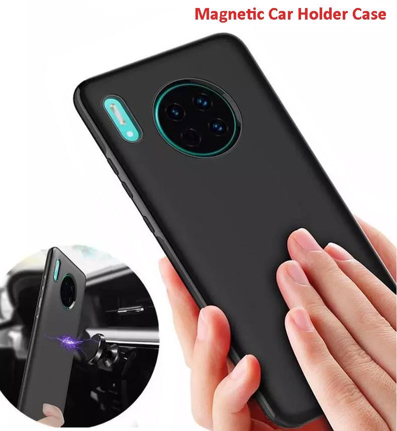 Магнитный автомобильный чехол-держатель для huawei mate 30 20 Pro, Мягкий ТПУ силиконовый Магнитный чехол для huawei P30 P20 LITE P30 P20 PRO с металлической пластиной