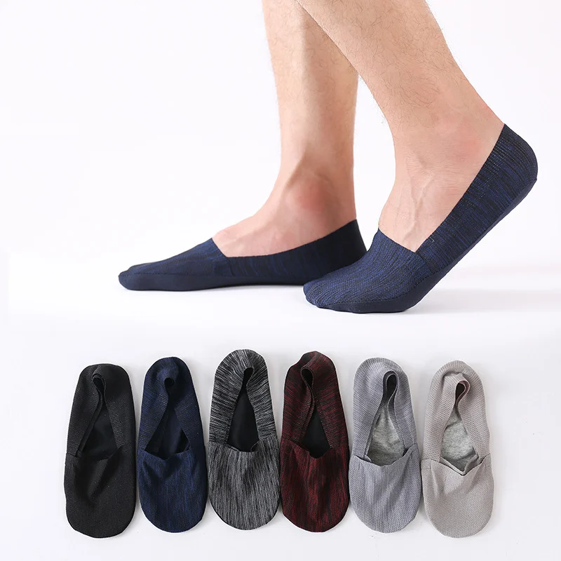 

DOIAESKV Cotton Men Short Socks Fashion Business Men Loafer Boat Non-Slip Invisible No Show Net Socks Low Cut Socks Slippers