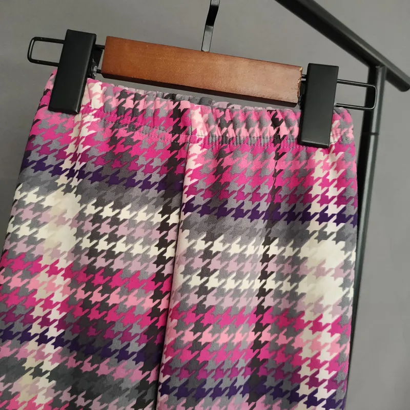 Детские Бархатные леггинсы в стиле ретро с цветочным принтом штаны леопардовым