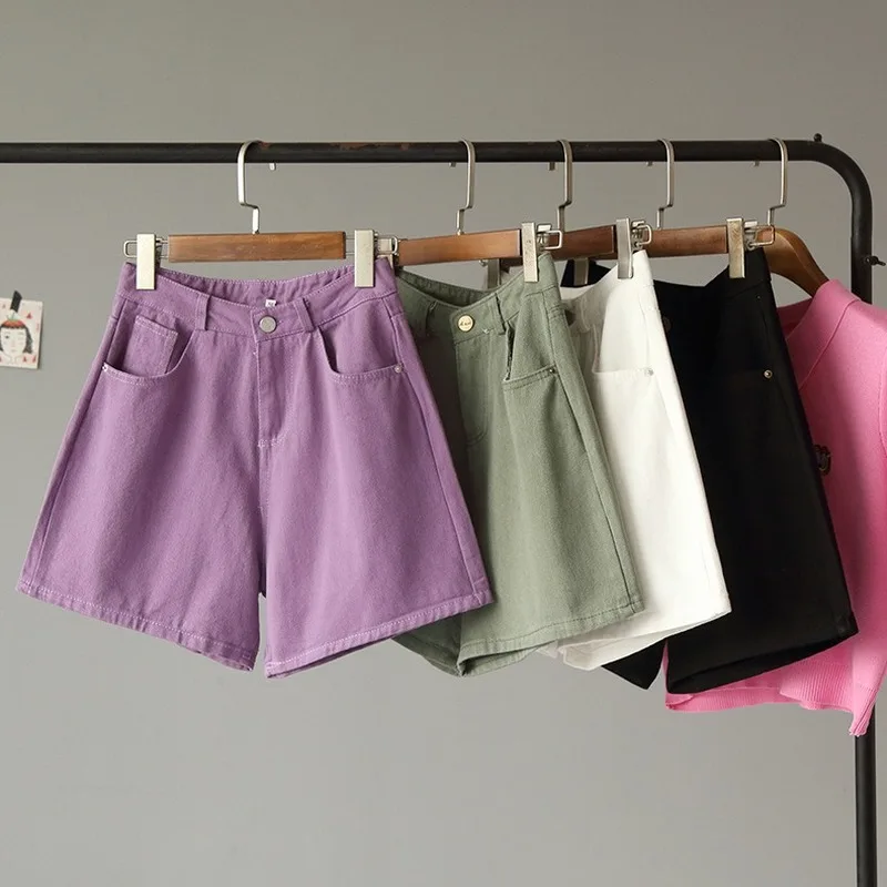 Женские летние джинсовые шорты хлопковые однотонные повседневные Черные белые