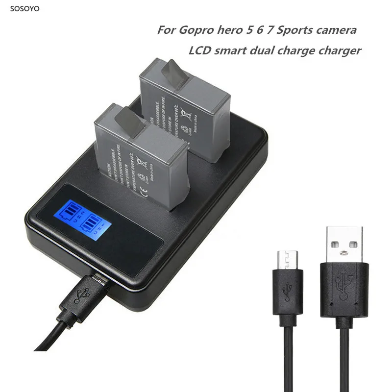 

AHDBT-501 Battery charger Double charge LCD Screen Display USB cable For Gopro Hero 5 6 7 Sports Camera Accessories (10)