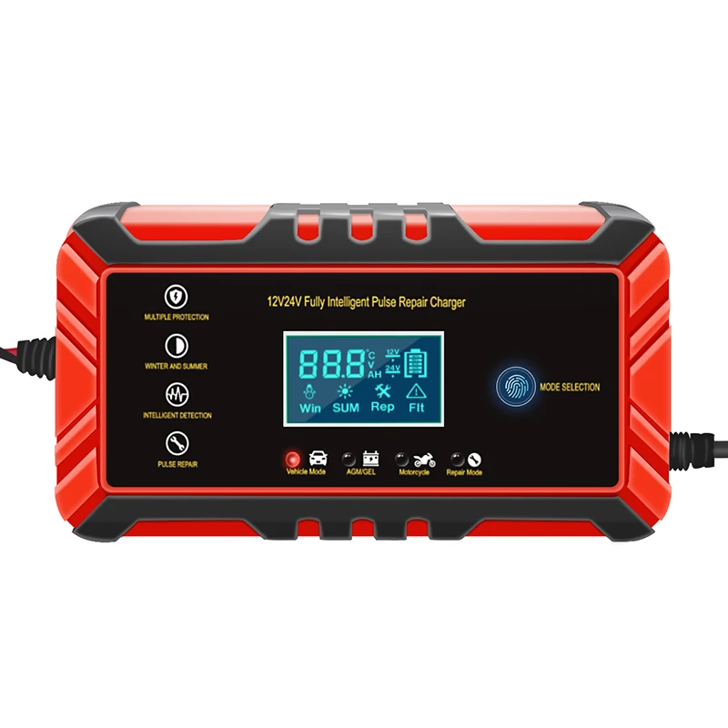 

OBDIICAT-C24 Intelligent Car Battery Charger C24 12V 24V Auto Fast Charging Tool Kit AC 110V-240V AGM GEL WET Lead Acid Repair