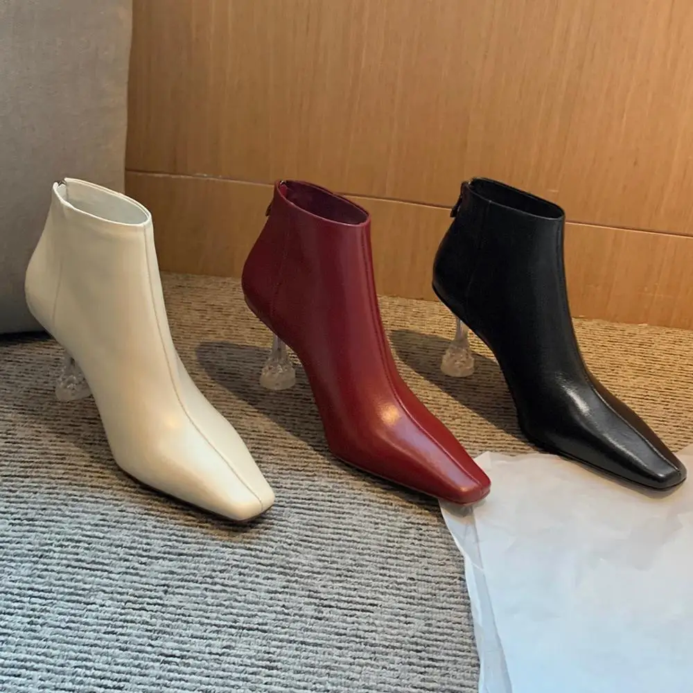 Женские ботинки из натуральной кожи с молнией сзади большие размеры 33 39 40|Женские