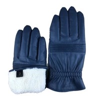 leather gloves for men winter autumn fashion warm goatskin mittens drive outerdoor natural lamb fur lined