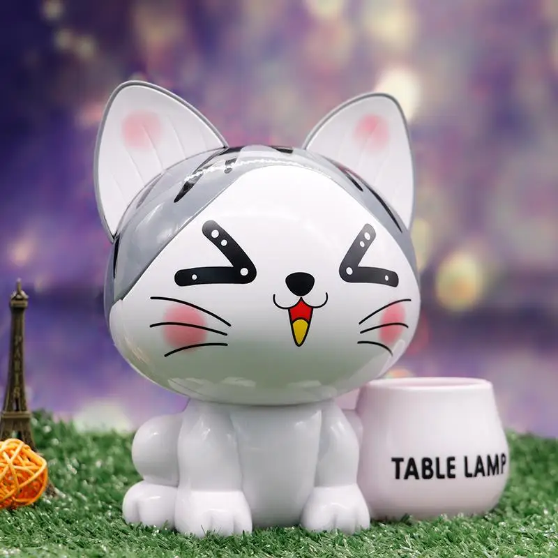Creative Cartoon Cute Cat Crafts Pen Holder Piggy Bank USB Charging Night Light Landscape Decoration LED Small Table Lamp | Дом и сад