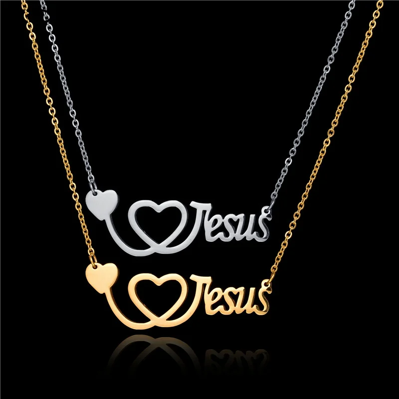 Модное религиозное ожерелье ICAM с кулоном Я люблю Иисуса для женщин