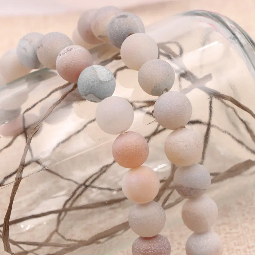 New Round Natural Geode Stone Agates DIY Necklace Bracelet Jewelry Making Polished Crystal Quartzs Loose Bead Mineral 15&quot A991 |