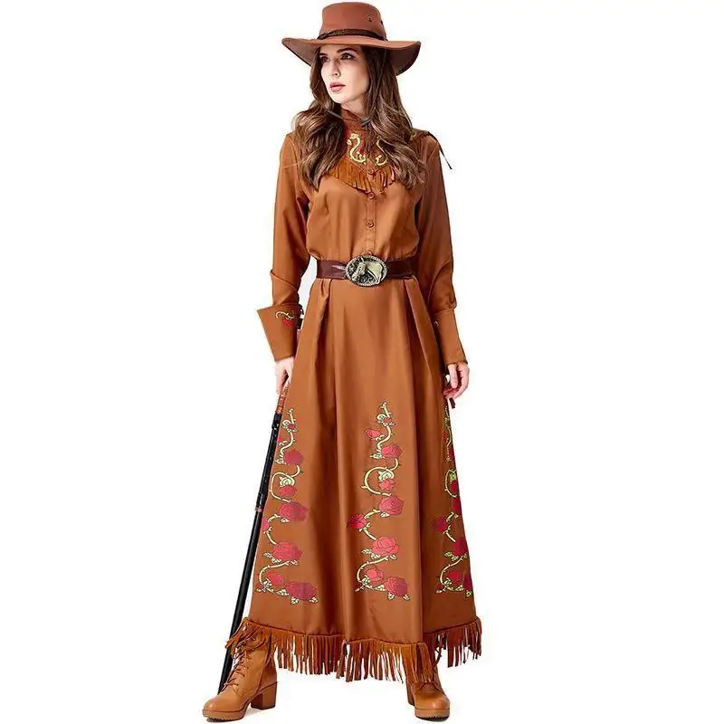 Коричневый длинная юбка Женский дикой природы Охотник Косплэй женские Хэллоуин