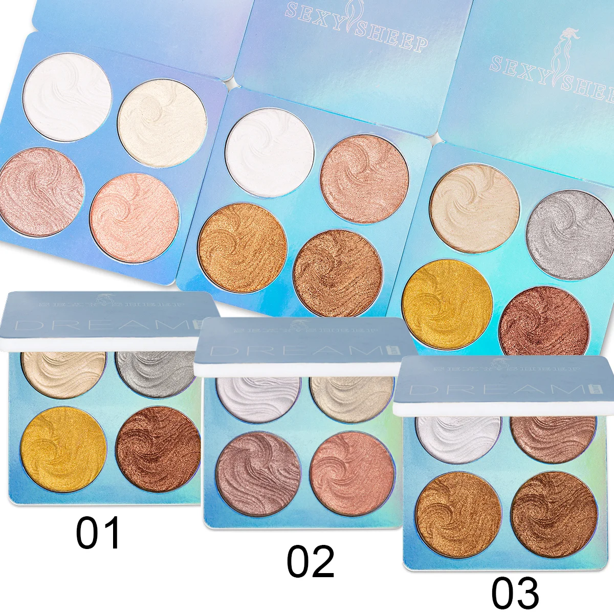Sexysheep хайлайтер пудра палитра 3 цвета бронзер для лица блестящий мерцающий