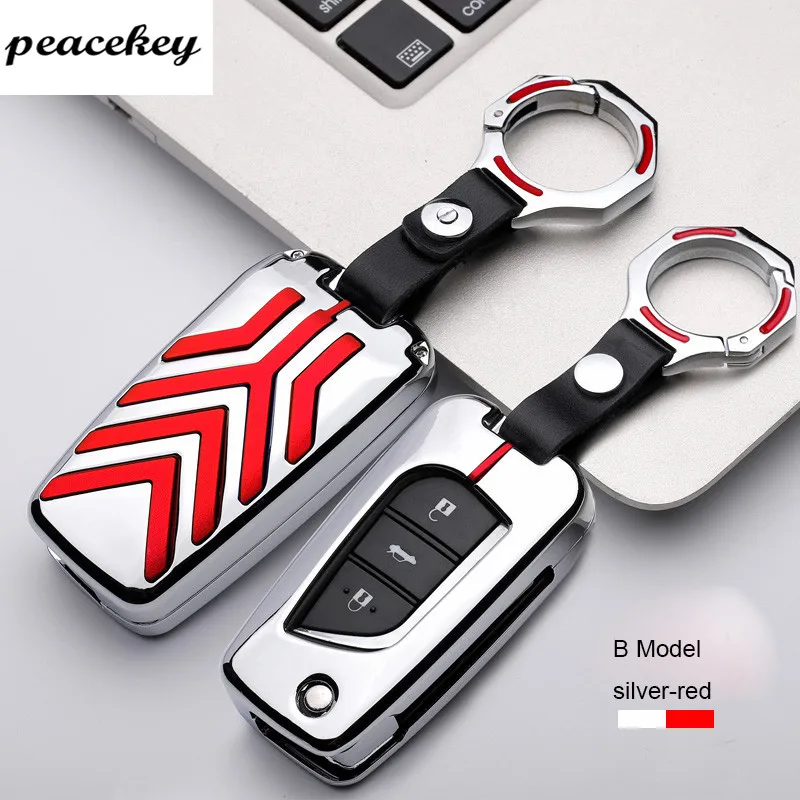 

Zinc Alloy Car Key Case Metal Cover Keychain For Toyota Yaris Camry Corolla Prado REIZ Crown RAV4 Hilux Shell Bag holder