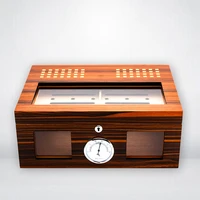 perspective window double layer cigars case humidor box holder cedar wood storage box smoking gift cigar accessories