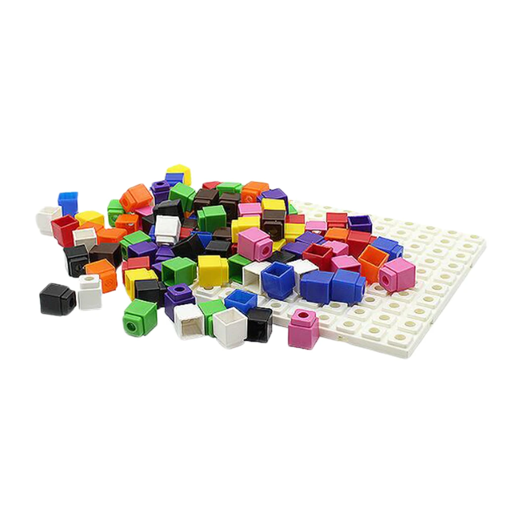 

100pcs Plastic Square Stacking Blocks Puzzle Toy For Elementary