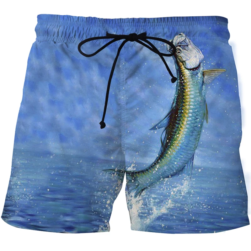 

3D print high definition fishing summer men casual shorts fashion street dance sports pants men's loose shorts male beach pants