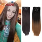 Alileader шесть штук 56 см 22 дюйма длинные светильник-Светлые Коричневые Волосы 16 заколок Синтетические Искусственные накладные волосы на заколках