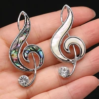 natural shell brooches musical note shape alloy pins for girls women party weddings costume coat accessories jewelry