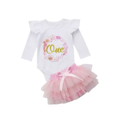 

Cute Baby Girl 1st Birthday Party Dress Floral Romper Tutu Skirt Outfit Clothes