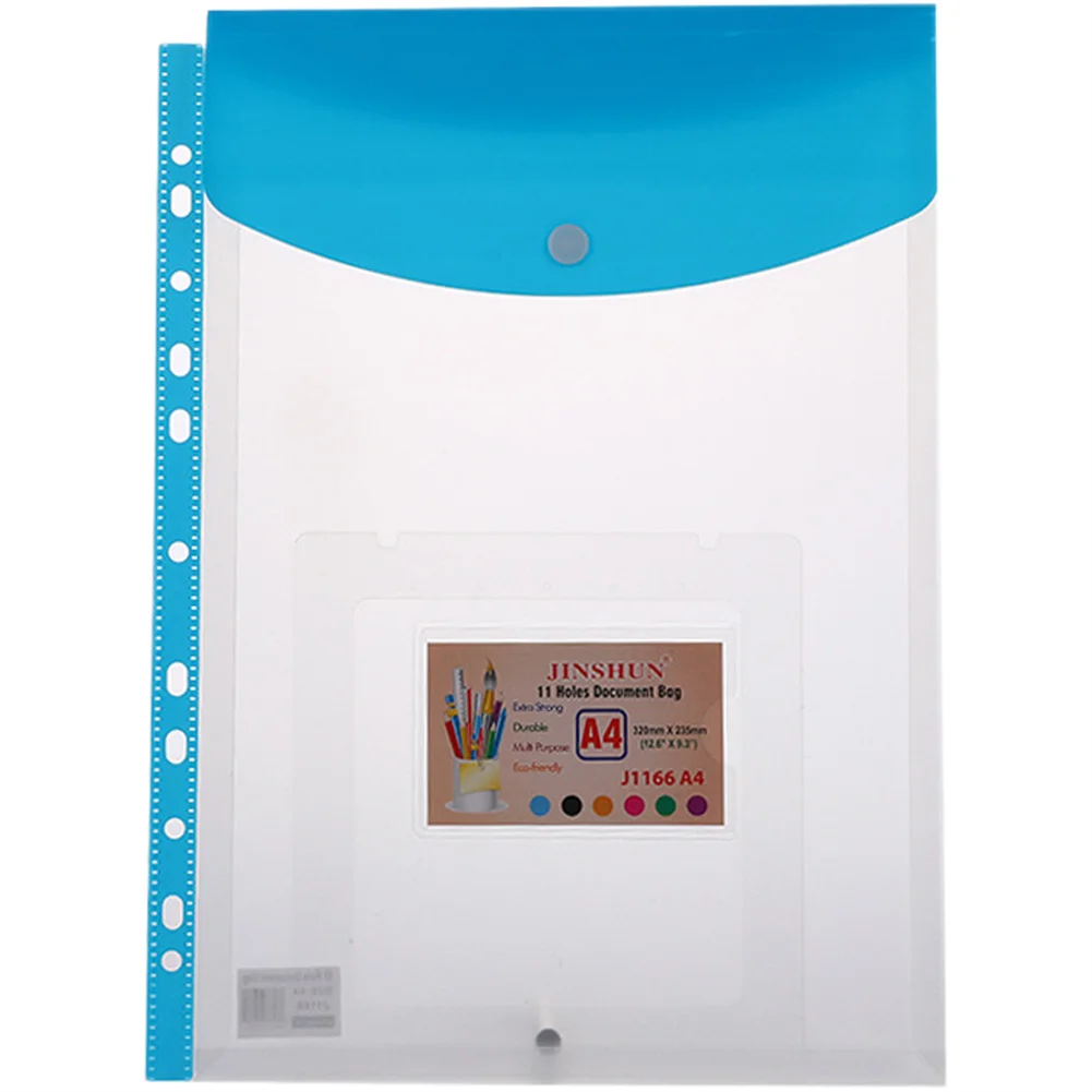 

6 Pack A4 Plastic File Folder Envelopes Organizer 11 Holes Waterproof Binder Pockets with Button Closure Document Bags Office