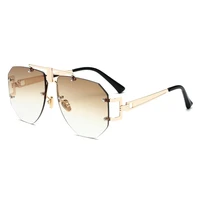 2019 polygon sunglasses women brand designer rimless fashion sun glasses for men metal reflective flat lens female oculos