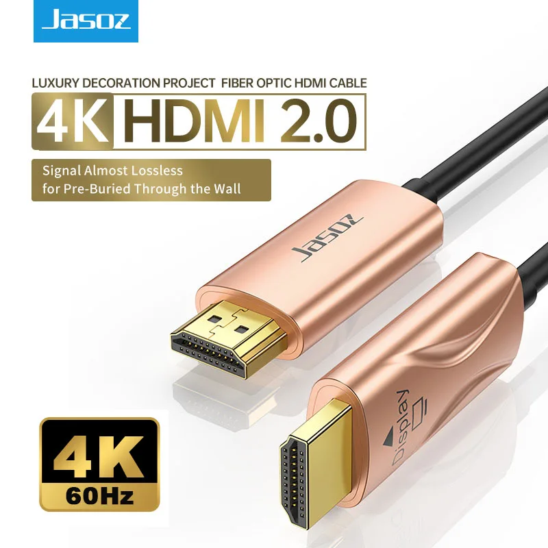 

Кабель Jasoz HDMI 2,0, 4K 60 Гц, оптоволоконный кабель HDMI 2,0 HDR для HDTV, проектора PS4, 10 м, 20 м, 30 м, 50 м, 60 м, 80 м, 100 м, кабель HDMI