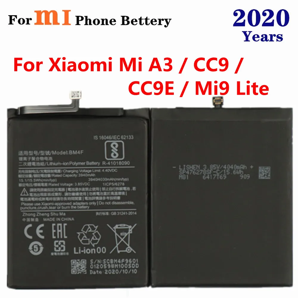 

Аккумулятор для Xiaomi Mi A3, Mi9 Lite, CC9, CC9e, BM4F 4030 мА · ч, 2020 года