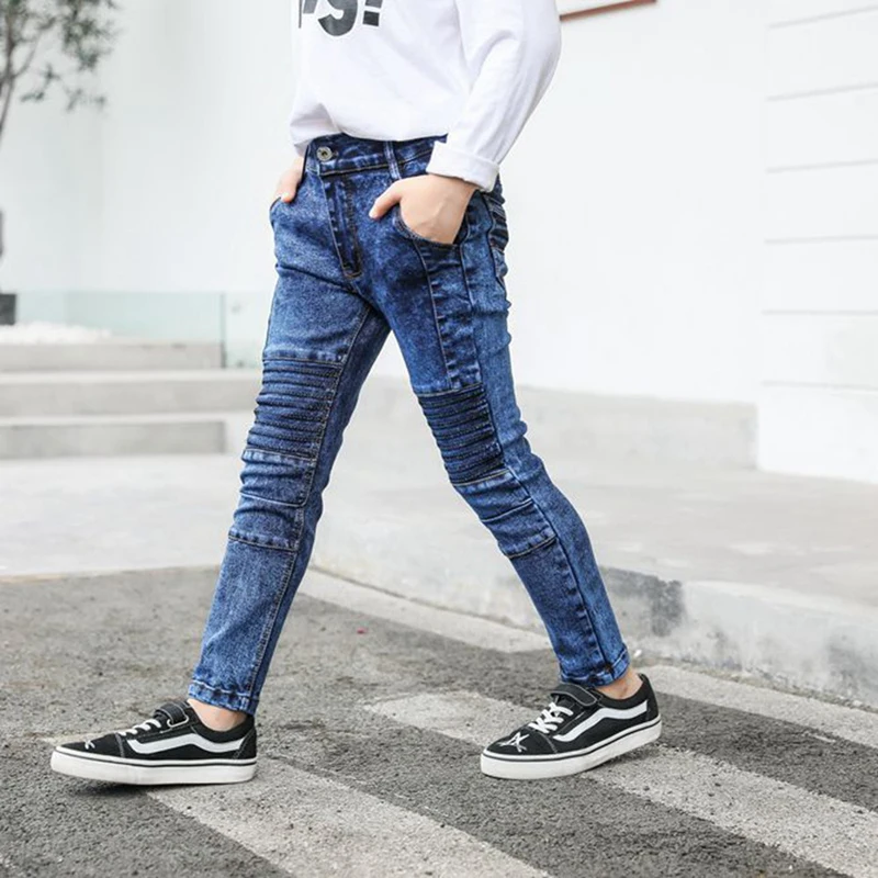 

IENENS Boy's Sweatpants Sexy Folds Jeans Pants Casual Spring Autumn Kids Skinny Trousers Slim Stretch Pants 4 5 6 7 9 10 Years