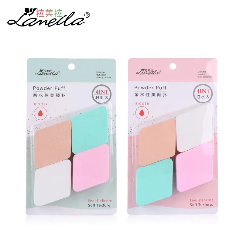 

Rhombus Makeup Powder Puff Hydrophilic pao shui da Wet Dry Dual Purpose Docile Puff 4-Pack A79926