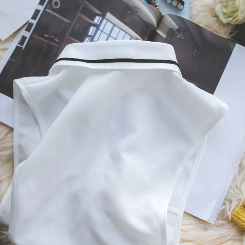 Женская рубашка на пуговицах с отворотами в черную полоску Y5GC |